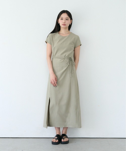 SOYEN(ソイエン)の「半袖ウエストマークアシメタックワンピース(ワンピース・レディース・カーキ/アイボリー・F)」の17枚目の写真