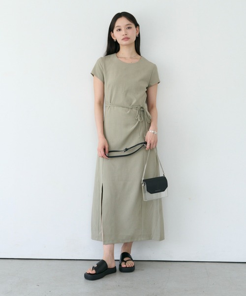 SOYEN(ソイエン)の「半袖ウエストマークアシメタックワンピース(ワンピース・レディース・カーキ/アイボリー・F)」の19枚目の写真
