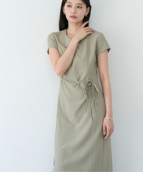 SOYEN(ソイエン)の「半袖ウエストマークアシメタックワンピース(ワンピース・レディース・カーキ/アイボリー・F)」の7枚目の写真