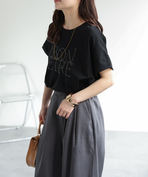 ap retro(アプレトロ)の「【接触冷感】立体ロゴ刺繍Tシャツ / 大人カジュアル(Tシャツ/カットソー・レディース・ネイビー/チャコール/ライトベージュ/ブラック・FREE)」の10枚目の写真