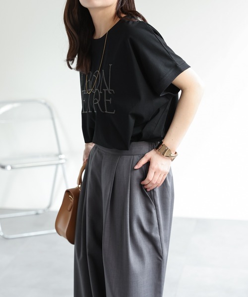 ap retro(アプレトロ)の「【接触冷感】立体ロゴ刺繍Tシャツ / 大人カジュアル(Tシャツ/カットソー・レディース・ネイビー/チャコール/ライトベージュ/ブラック・FREE)」の11枚目の写真
