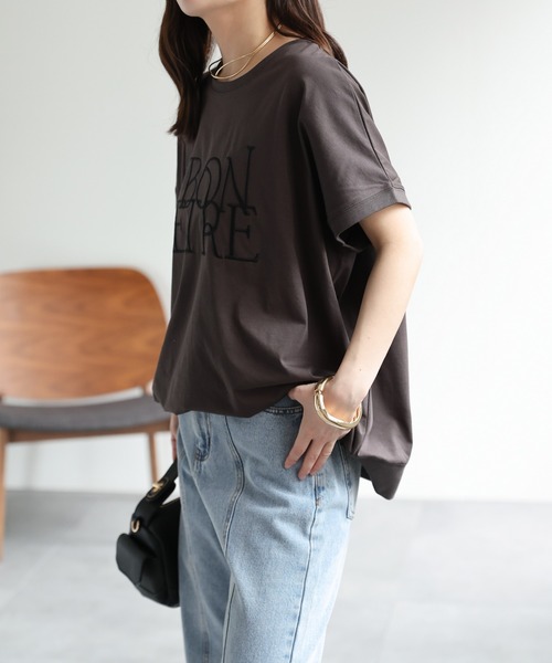 ap retro(アプレトロ)の「【接触冷感】立体ロゴ刺繍Tシャツ / 大人カジュアル(Tシャツ/カットソー・レディース・ネイビー/チャコール/ライトベージュ/ブラック・FREE)」の22枚目の写真