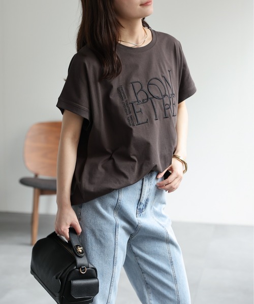 ap retro(アプレトロ)の「【接触冷感】立体ロゴ刺繍Tシャツ / 大人カジュアル(Tシャツ/カットソー・レディース・ネイビー/チャコール/ライトベージュ/ブラック・FREE)」の21枚目の写真