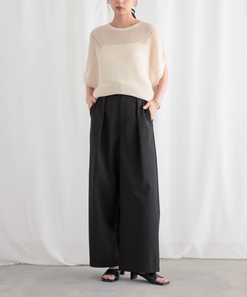 for/c（フォーシー）の「[低身長/高身長向けサイズ有]汗じみクールタックパンツ【サスティナブル】（スラックス・レディース・ライトブラウン/ブラック・TM/LL/L/M/PM）」の13枚目の写真
