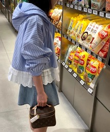 パーカー（ブルー・ネイビー/青色系・ドット柄）ファッション通販