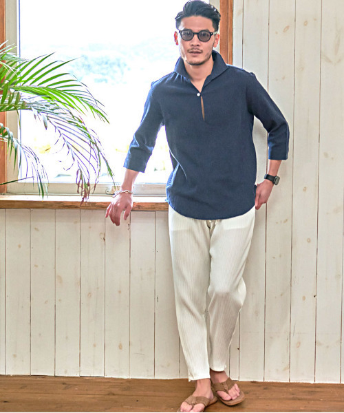 CavariA(キャバリア)の「『CavariA/キャバリア』プリーツ加工イージーロングパンツ(その他パンツ・メンズ・ブラック/アイボリー/ホワイト系1/グレイッシュベージュ/ブラウン・L/M)」の13枚目の写真
