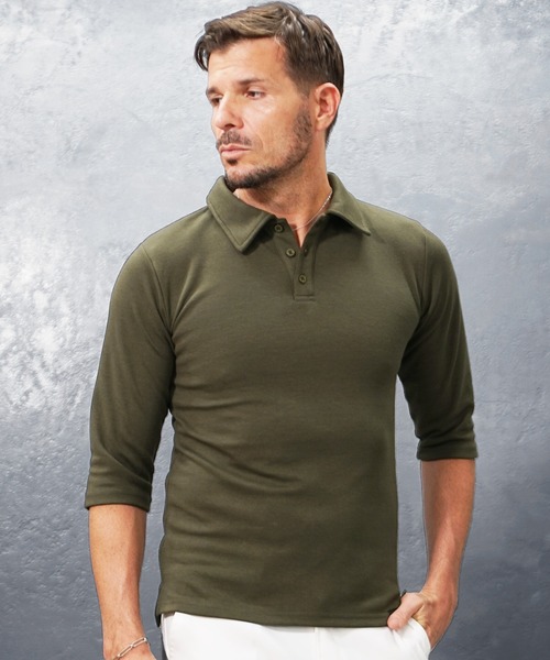 SOMEDIFF(サムディフ)の「【極】プレミアムポロシャツ メンズ 半袖 7分袖 シャツ 夏服(ポロシャツ・メンズ・オリーブ系1/ホワイト系1/ホワイト/ブラック/ブラック系1/ネイビー/オリーブ/ネイビー系1・M/S/XXL/XL/L)」の7枚目の写真