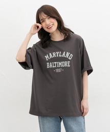 【UVカット】6分袖ゆるロゴTシャツ