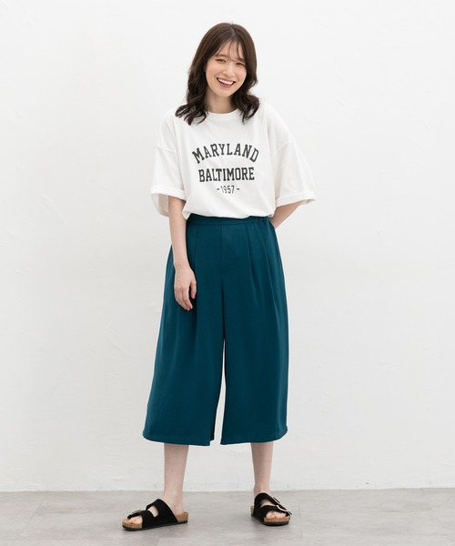 Honeys(ハニーズ)の「【UVカット】6分袖ゆるロゴTシャツ(Tシャツ/カットソー・レディース・カーキ/スミクロ/杢グレー/レッド系/オフホワイト・F)」の9枚目の写真