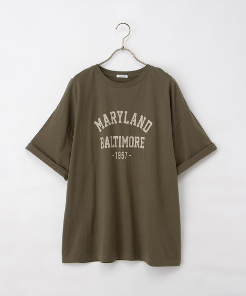 Honeys(ハニーズ)の「【UVカット】6分袖ゆるロゴTシャツ(Tシャツ/カットソー・レディース・カーキ/スミクロ/杢グレー/レッド系/オフホワイト・F)」の21枚目の写真