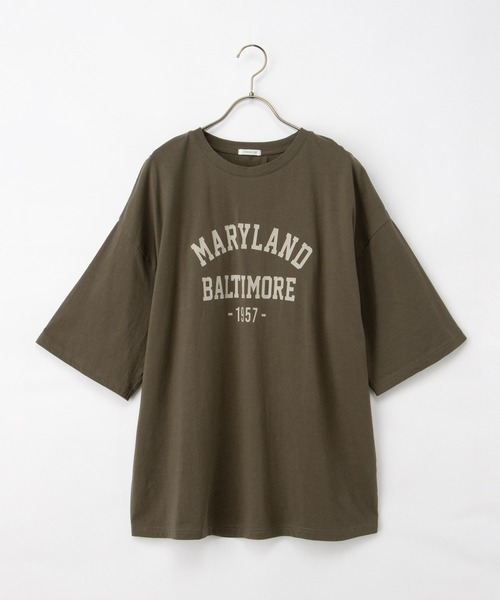 Honeys(ハニーズ)の「【UVカット】6分袖ゆるロゴTシャツ(Tシャツ/カットソー・レディース・カーキ/スミクロ/杢グレー/レッド系/オフホワイト・F)」の22枚目の写真