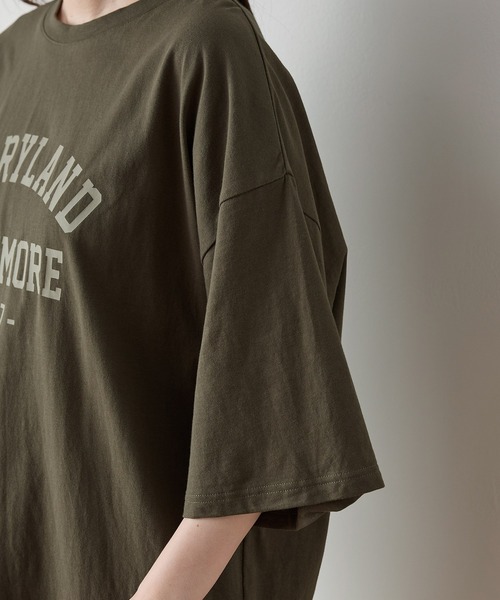 Honeys(ハニーズ)の「【UVカット】6分袖ゆるロゴTシャツ(Tシャツ/カットソー・レディース・カーキ/スミクロ/杢グレー/レッド系/オフホワイト・F)」の18枚目の写真