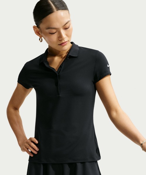 Nike Golf Club Women’s Dri-FIT UV шорт-слев гольф поло IH3202-010 Black — женское поло Nike Golf Dri-FIT UV