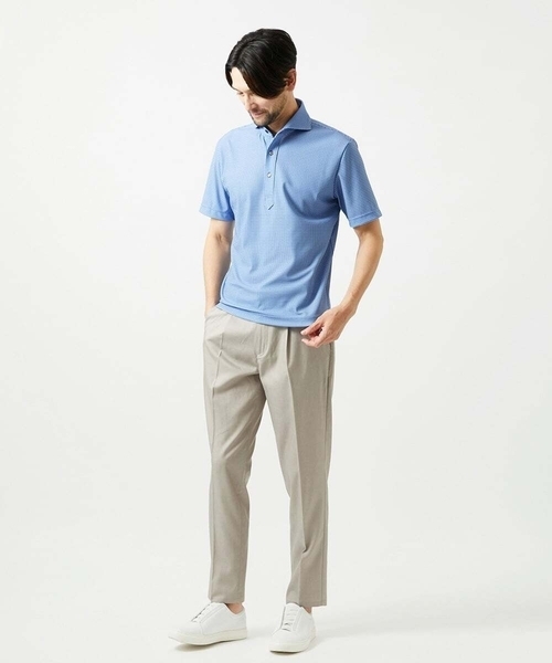 MICHEL KLEIN HOMME   （ミッシェルクランオム）の「《日本製》チドリ柄半袖ポロシャツ（Tシャツ/カットソー・メンズ・ブルー/ダークグレー・MEDIUM/LARGE/X-LARGE）」の3枚目の写真