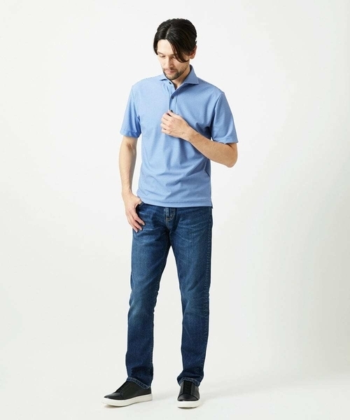MICHEL KLEIN HOMME   （ミッシェルクランオム）の「《日本製》チドリ柄半袖ポロシャツ（Tシャツ/カットソー・メンズ・ブルー/ダークグレー・MEDIUM/LARGE/X-LARGE）」の4枚目の写真