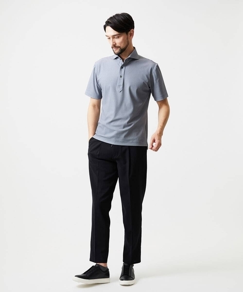 MICHEL KLEIN HOMME   （ミッシェルクランオム）の「《日本製》チドリ柄半袖ポロシャツ（Tシャツ/カットソー・メンズ・ブルー/ダークグレー・MEDIUM/LARGE/X-LARGE）」の7枚目の写真