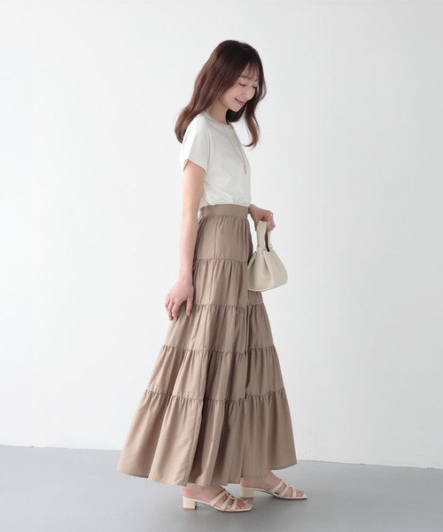 Mirenue(ミレニュー)の「ティアードスカート(スカート・レディース・ホワイト/ベージュ/ピンク・S/M)」の5枚目の写真
