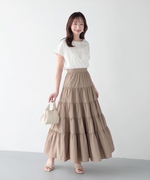Mirenue(ミレニュー)の「ティアードスカート(スカート・レディース・ホワイト/ベージュ/ピンク・S/M)」の6枚目の写真