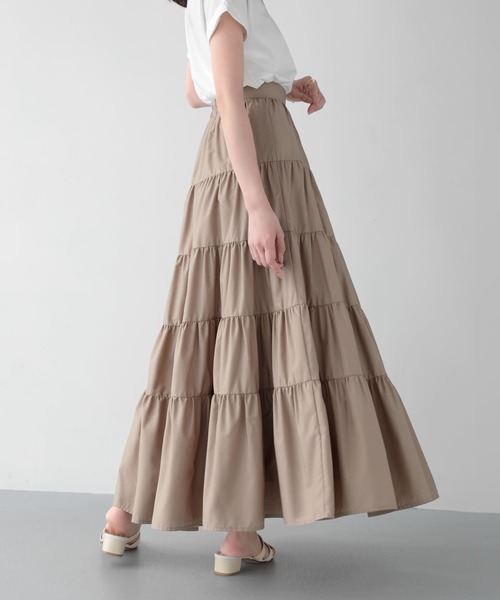 Mirenue(ミレニュー)の「ティアードスカート(スカート・レディース・ホワイト/ベージュ/ピンク・S/M)」の7枚目の写真