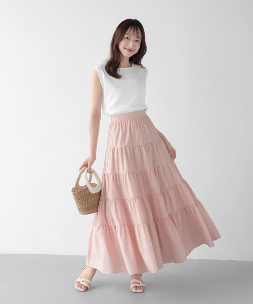 Mirenue(ミレニュー)の「ティアードスカート(スカート・レディース・ホワイト/ベージュ/ピンク・S/M)」の16枚目の写真