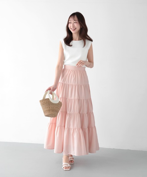Mirenue(ミレニュー)の「ティアードスカート(スカート・レディース・ホワイト/ベージュ/ピンク・S/M)」の17枚目の写真