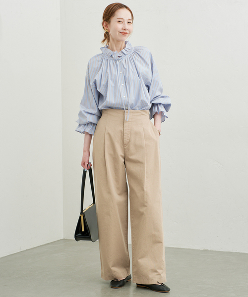 SLOBE IENA(スローブイエナ)の「セルライクチノタックスラックス(チノパンツ・レディース・ブラウン/ベージュ・38/36)」の17枚目の写真