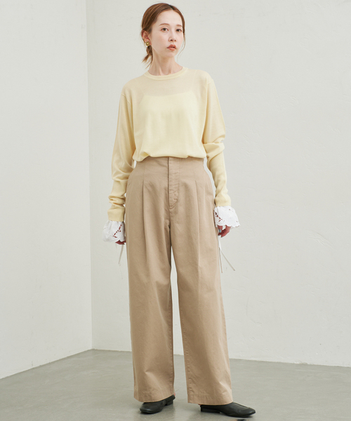 SLOBE IENA(スローブイエナ)の「セルライクチノタックスラックス(チノパンツ・レディース・ブラウン/ベージュ・38/36)」の20枚目の写真