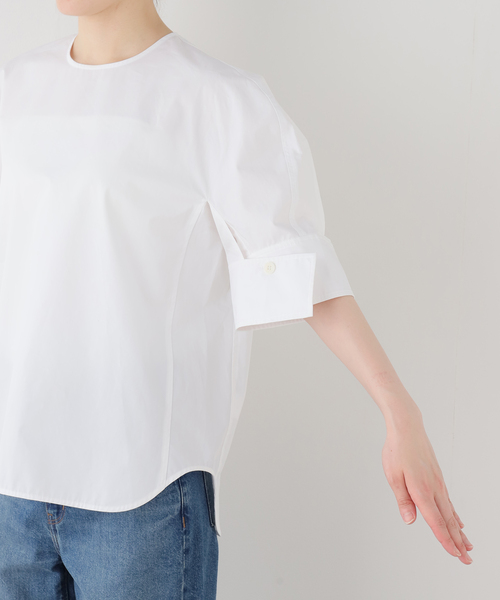 tibi(ティビ)の「TIBI/ティビ COMPACT ECO POPLIN REVERSE SLEEVE TOP ブラウス(シャツ/ブラウス・レディース・ホワイト・2)」の4枚目の写真