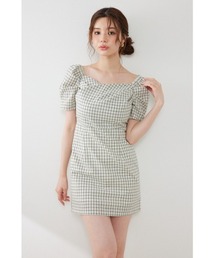 フロントカシュクール2WAYパフスリーブミニワンピース 夏服