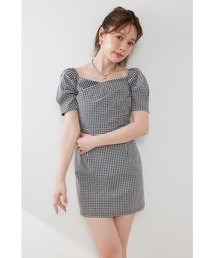 フロントカシュクール2WAYパフスリーブミニワンピース 夏服