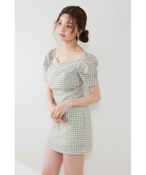 rienda(リエンダ)の「フロントカシュクール2WAYパフスリーブミニワンピース 夏服(ワンピース・レディース・ホワイト系その他/ライトピンク/ブラック系その他・MEDIUM/SMALL)」の7枚目の写真
