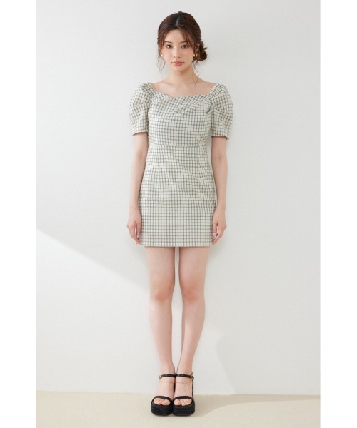 rienda(リエンダ)の「フロントカシュクール2WAYパフスリーブミニワンピース 夏服(ワンピース・レディース・ホワイト系その他/ライトピンク/ブラック系その他・MEDIUM/SMALL)」の9枚目の写真