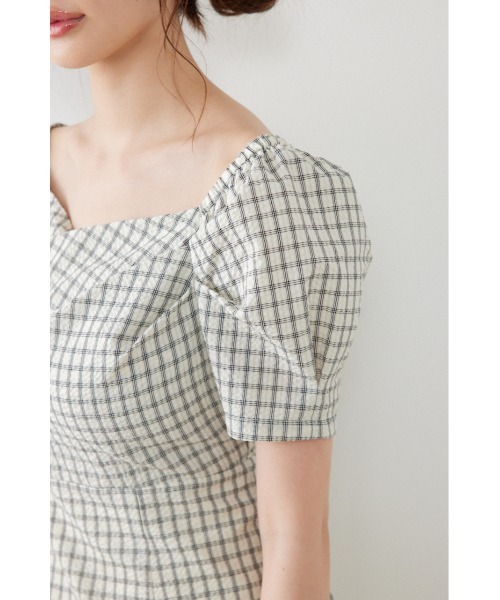 rienda(リエンダ)の「フロントカシュクール2WAYパフスリーブミニワンピース 夏服(ワンピース・レディース・ホワイト系その他/ライトピンク/ブラック系その他・MEDIUM/SMALL)」の13枚目の写真