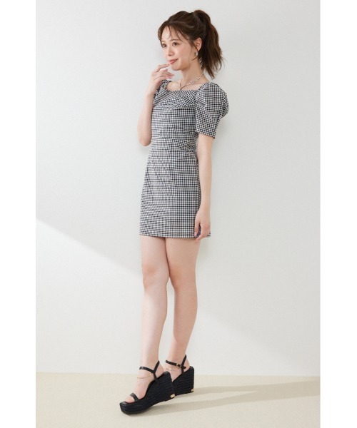 rienda(リエンダ)の「フロントカシュクール2WAYパフスリーブミニワンピース 夏服(ワンピース・レディース・ホワイト系その他/ライトピンク/ブラック系その他・MEDIUM/SMALL)」の18枚目の写真