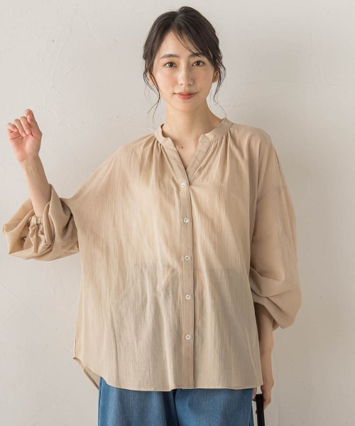Droite lautreamont(ドロワットロートレアモン)の「スキッパーギャザーブラウス(シャツ/ブラウス・レディース・ピンク/オフホワイト/ベージュ/グリーン・M)」の1枚目の写真