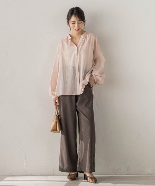 Droite lautreamont(ドロワットロートレアモン)の「スキッパーギャザーブラウス(シャツ/ブラウス・レディース・ピンク/オフホワイト/ベージュ/グリーン・M)」の13枚目の写真
