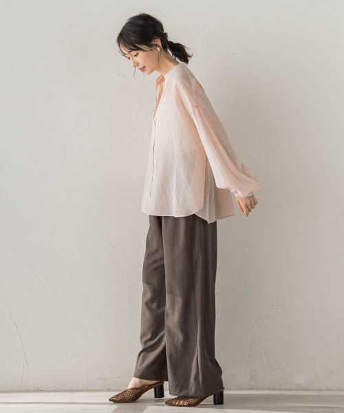 Droite lautreamont(ドロワットロートレアモン)の「スキッパーギャザーブラウス(シャツ/ブラウス・レディース・ピンク/オフホワイト/ベージュ/グリーン・M)」の14枚目の写真