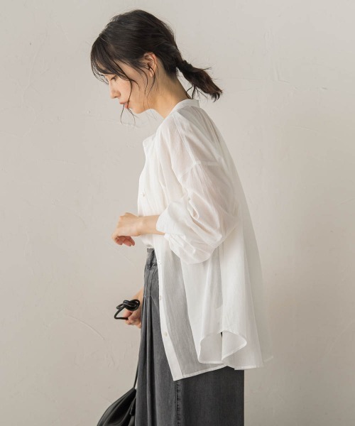 Droite lautreamont(ドロワットロートレアモン)の「スキッパーギャザーブラウス(シャツ/ブラウス・レディース・ピンク/オフホワイト/ベージュ/グリーン・M)」の21枚目の写真