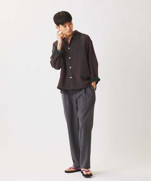 JOURNAL STANDARD relume(ジャーナルスタンダード レリューム)の「インディア コットン クロシェ編み シャツ(シャツ/ブラウス・メンズ・ブラック/グリーン/アイボリー/オレンジ・MEDIUM/LARGE)」の7枚目の写真