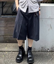 【Chikashitsu +】stripe bermuda shorts (3color) / 【チカシツプラス】ストライプスラックスバミューダパンツ＜着用動画あり＞