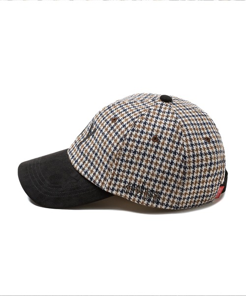Manhattan Portage（マンハッタンポーテージ）の「Manhattan Portage / マンハッタンポーテージ NY EMB CHECK CAP ニューヨーク エンブレム チェック キャップ チェック柄 千鳥格子 スウェード 配色 切り替え バイカラー ツートン フロントロゴ 刺繍 カジュアル レトロ トラッド トラディショナル メンズ レディース 2026年秋冬 秋物（キャップ・メンズ・ホワイト/ブラウン/グレー・FREE）」の16枚目の写真