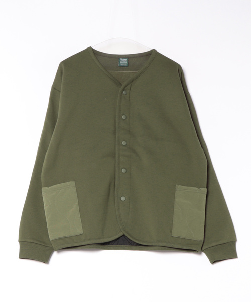 ANPAS(アンパス)の「Fleece-Lined Quilted Panel Cardigan / 裏起毛キルティング切替カーディガン ワイドシルエット メンズ レディース ユニセックス トップス アウター(カーディガン/ボレロ・メンズ・アイボリー/カーキ/ブラック・L/M)」の3枚目の写真