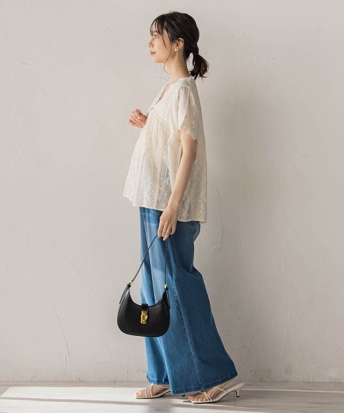 Droite lautreamont（ドロワットロートレアモン）の「刺繍ハシゴレースブラウス（シャツ/ブラウス・レディース・オフホワイト/チャコールグレー/ブルー・M）」の20枚目の写真