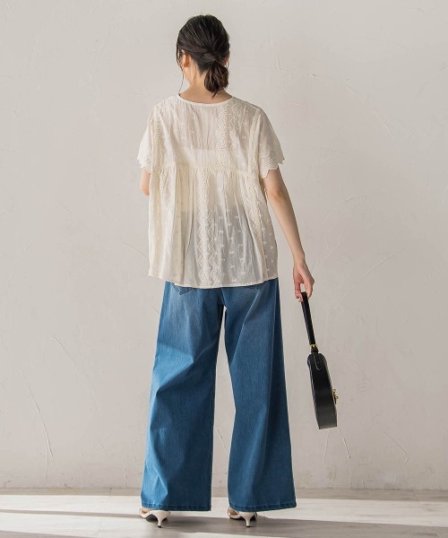 Droite lautreamont（ドロワットロートレアモン）の「刺繍ハシゴレースブラウス（シャツ/ブラウス・レディース・オフホワイト/チャコールグレー/ブルー・M）」の21枚目の写真