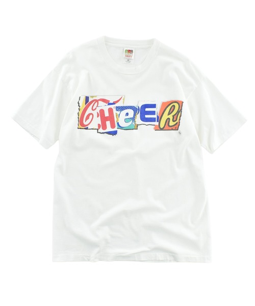 FRUIT OF THE LOOM(フルーツオブザルーム)の「【USED】90’s Fruit of the Loom “CHeER” アートTシャツ(Tシャツ/カットソー・メンズ・ホワイト・LARGE)」の1枚目の写真