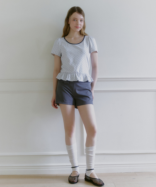 MICANE(ミケーネ)の「ララビドットショーツブラウスペプラムT(Tシャツ/カットソー・レディース・チャコール/クリーム/ライトグレー・1/2/3/4)」の14枚目の写真