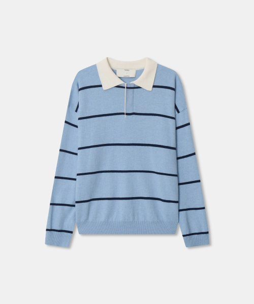 THEENDQUESTION(ジエンドクエスチョン)の「Stripe collar knit top / LIGHT BLUE(ニット/セーター・レディース・その他・1/2)」の1枚目の写真