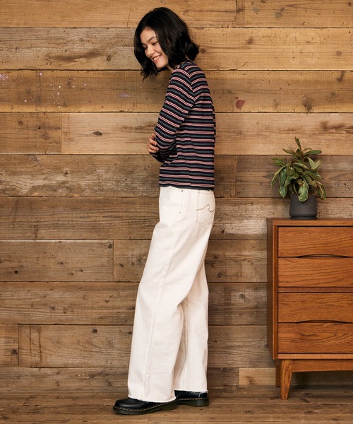 RIKKA FEMME(リッカファム)の「RIKKA FEMME/リッカファム ロングパンツ フリンジフレアデニム RF6F-3102(デニムパンツ・レディース・インディゴブルー/ホワイト・S/M/M/L)」の6枚目の写真