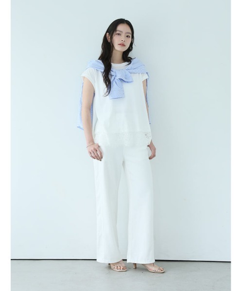 fifth（フィフス）の「裾レースフレンチスリーブTシャツ（Tシャツ/カットソー・レディース・ホワイト/ブラック・M）」の9枚目の写真