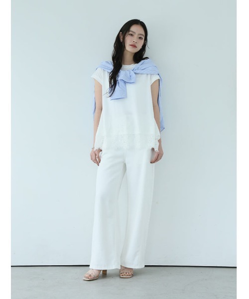 fifth（フィフス）の「裾レースフレンチスリーブTシャツ（Tシャツ/カットソー・レディース・ホワイト/ブラック・M）」の10枚目の写真